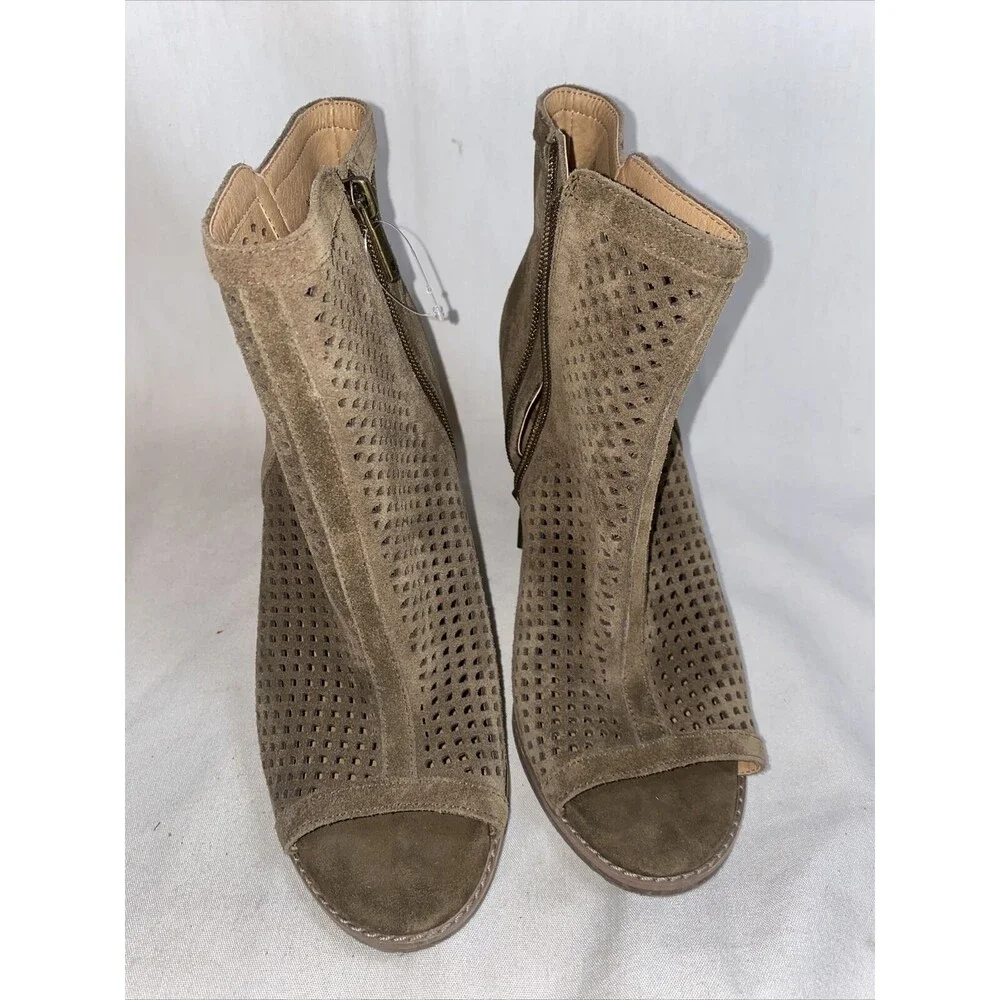 Lucky Brand Lakyn chunky leather open Toe Heel Bootie Ankle women 9 lagen boho